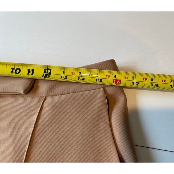 Topshop Wide Leg Pants Trousers High Rise Size 8 Tan Center Crease Closet Staple - Picture 11 of 14